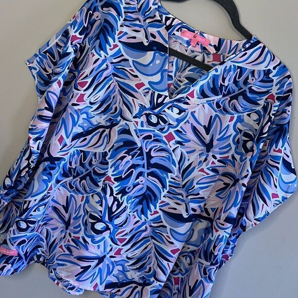 NWT Simply Southern Tropical Print Poncho Caftan Blouse - Size Small - Picture 1 of 13